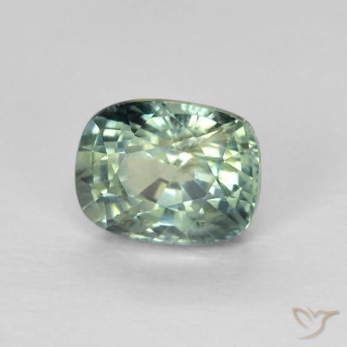 0.86 ct Green Sapphire Stone, Natural Sapphire in Cushion-Cut Shape for Sale