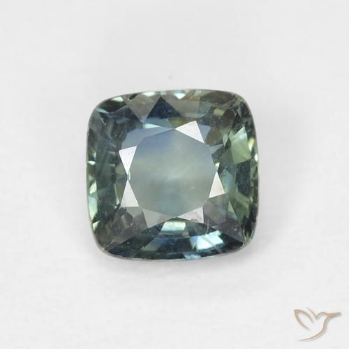 0.61ct Natural Bluish Green Sapphire, Cushion, VVS-VS