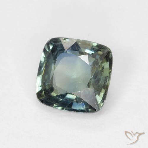 0.61 ct Green Sapphire Stone, Natural Sapphire in Cushion-Cut Shape for Sale