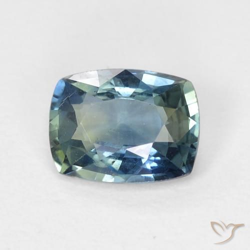 0.90ct Natural Teal Sapphire, Cushion, VVS-VS