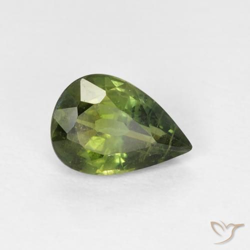 0.97 ct Green Sapphire Stone, Natural Sapphire in Pear Facet Shape for Sale