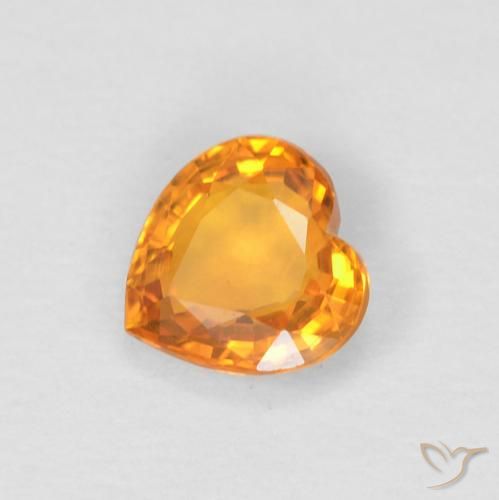 0.43ct Natural Bright Orange Sapphire, Heart, VVS-VS