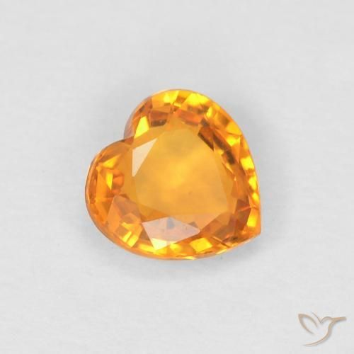 0.43 ct Orange Sapphire Stone, Natural Sapphire in Heart Facet Shape for Sale