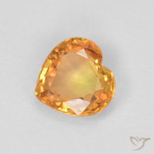 0.46ct Natural Intense Orange Sapphire, Heart, VVS-VS