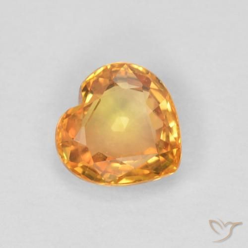 0.46 ct Orange Sapphire Stone, Natural Sapphire in Heart Facet Shape for Sale