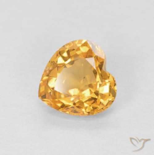 0.49 ct Orange Sapphire Stone, Natural Sapphire in Heart Facet Shape for Sale