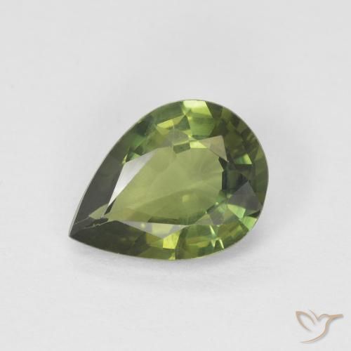 1.18 ct Green Sapphire Stone, Natural Sapphire in Pear Facet Shape for Sale