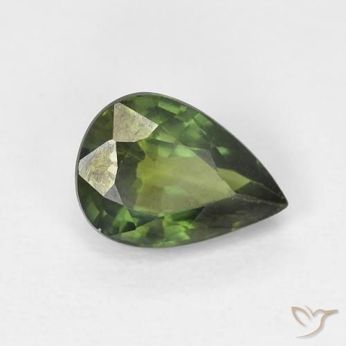1.03 ct Green Sapphire Stone, Natural Sapphire in Pear Facet Shape for Sale
