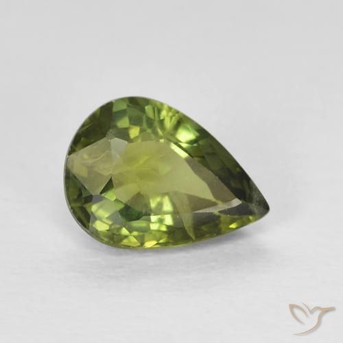0.97 ct Green Sapphire Stone, Natural Sapphire in Pear Facet Shape for Sale