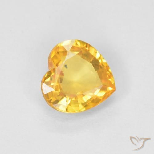 0.47 ct Golden Sapphire Stone, Natural Sapphire in Heart Facet Shape for Sale