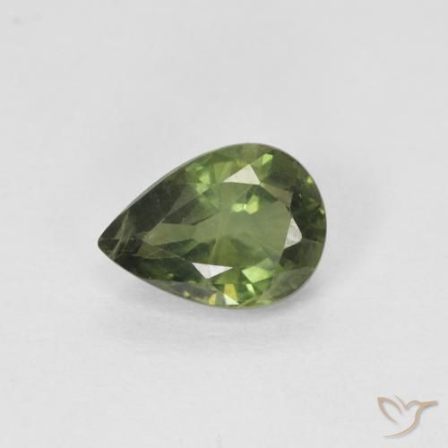 0.99ct Natural Earthy Green Sapphire, Pear Shape, VS-SI