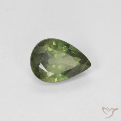 0.99 ct Green Sapphire Stone, Natural Sapphire in Pear Facet Shape for Sale