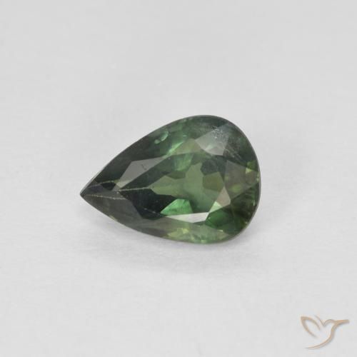 0.88ct Natural Forest Green Sapphire, Pear Shape, VS-SI