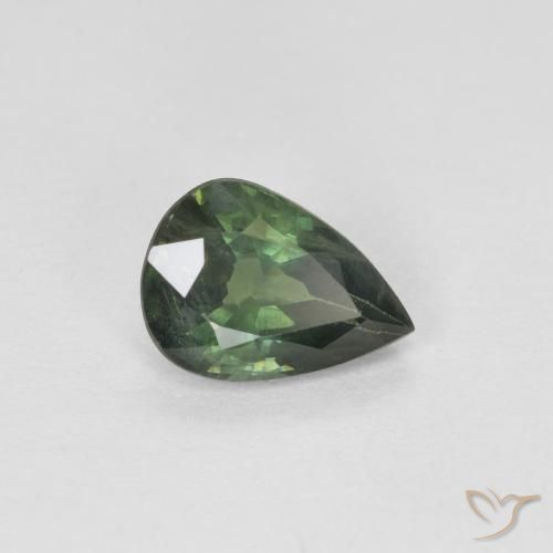 0.88 ct Green Sapphire Stone, Natural Sapphire in Pear Facet Shape for Sale