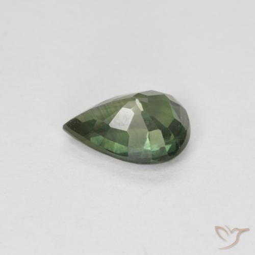 Sapphire Gemstone in 7 x 5 mm (calibrated) Size for Sale, Sapphire Stone in Forest Green Color