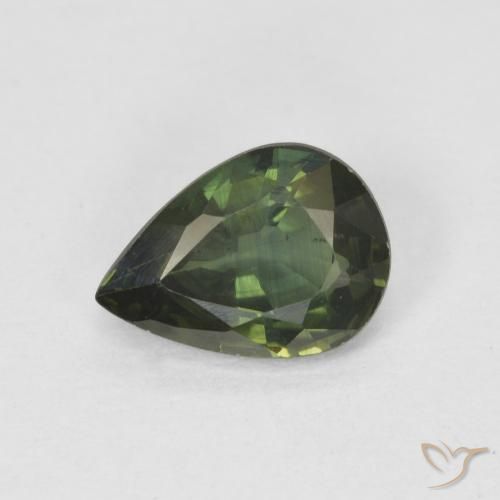 0.89ct Natural Medium Green Sapphire, Pear Shape, VS