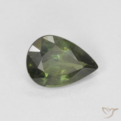 0.89 ct Green Sapphire Stone, Natural Sapphire in Pear Facet Shape for Sale