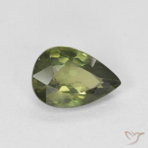 0.85ct Natural Warm Forest Green Sapphire, Pear Shape, VVS-VS