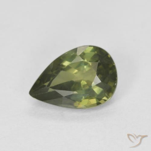 0.85 ct Green Sapphire Stone, Natural Sapphire in Pear Facet Shape for Sale