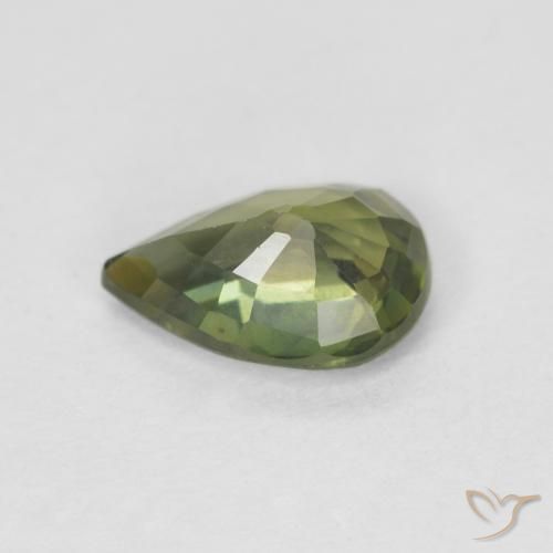 Sapphire Gemstone in 7 x 5 mm (calibrated) Size for Sale, Sapphire Stone in Warm Forest Green Color