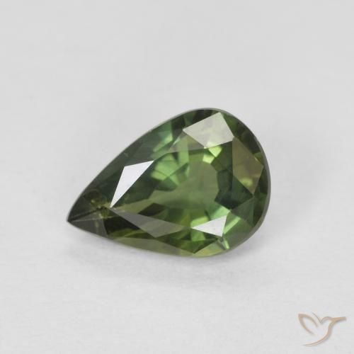0.76ct Natural Warm Forest Green Sapphire, Pear Shape, VS