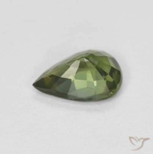 Sapphire Gemstone in 7 x 5 mm (calibrated) Size for Sale, Sapphire Stone in Warm Forest Green Color