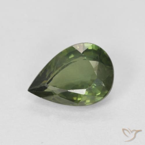 0.89ct Natural Light Forest Green Sapphire, Pear Shape, VS