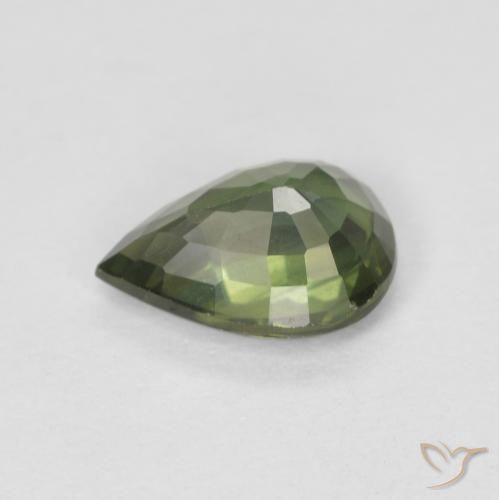 Sapphire Gemstone in 7 x 5 mm (calibrated) Size for Sale, Sapphire Stone in Light Forest Green Color