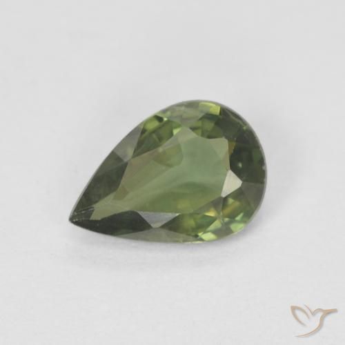0.71ct Natural Warm Forest Green Sapphire, Pear Shape, VS