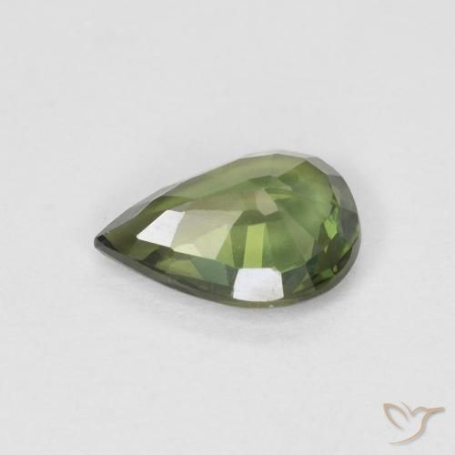 Sapphire Gemstone in 7 x 5 mm (calibrated) Size for Sale, Sapphire Stone in Warm Forest Green Color