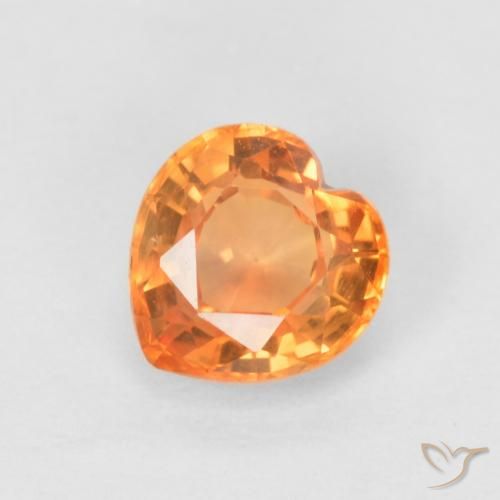 0.54ct Natural Bright Orange Sapphire, Heart, VVS