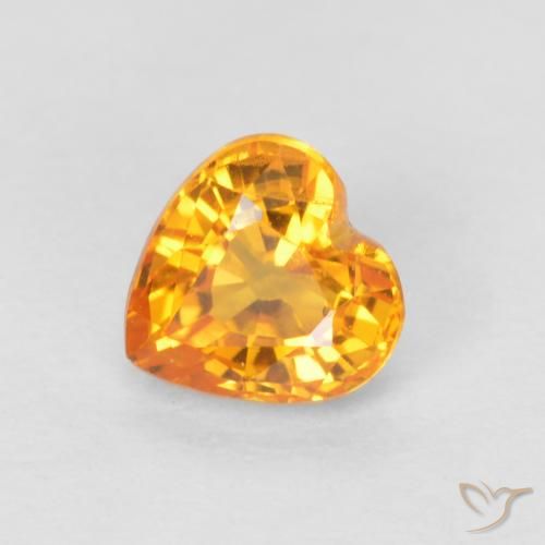 0.51 ct Orange Sapphire Stone, Natural Sapphire in Heart Facet Shape for Sale