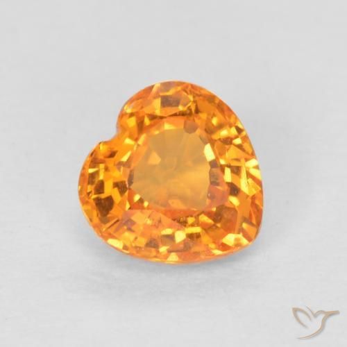 0.53ct Natural Bright Orange Sapphire, Heart, VS