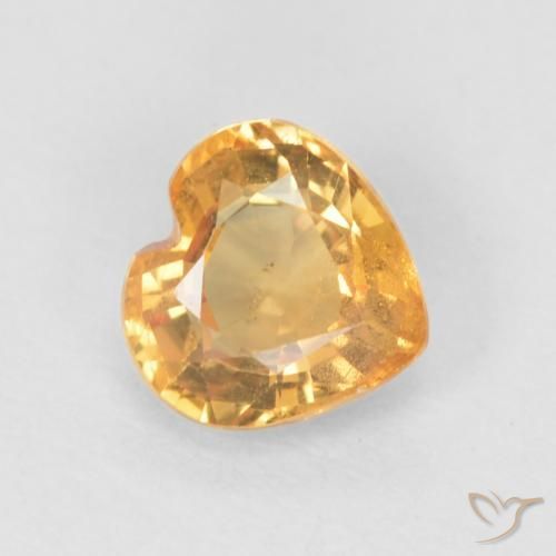 0.55ct Natural Medium Orange Sapphire, Heart, VS