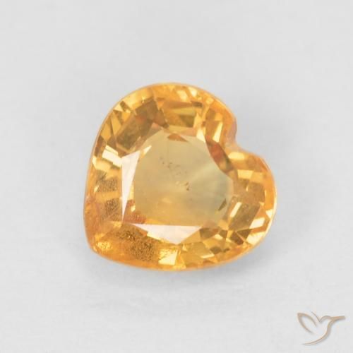 0.55 ct Golden Sapphire Stone, Natural Sapphire in Heart Facet Shape for Sale