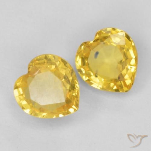 0.78 ctw Golden Sapphire Stones, Natural Sapphire in Heart Facet Shape for Sale