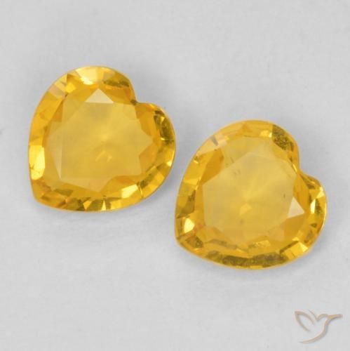 0.69 ctw Golden Sapphire Stones, Natural Sapphire in Heart Facet Shape for Sale