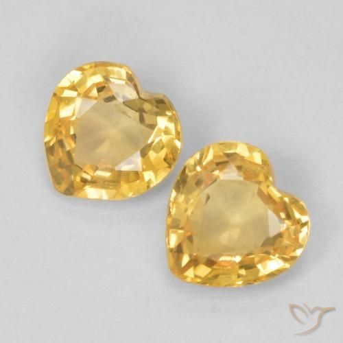0.74 ct Yellow Sapphire, 4.5 x 4.5 mm Heart Cut From Tanzania, Photo A