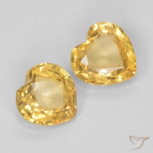 0.74 ctw Golden Sapphire Stones, Natural Sapphire in Heart Facet Shape for Sale