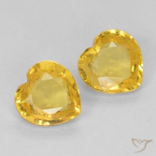 0.78 ct Yellow Sapphire, 4.6 x 4.6 mm Heart Cut From Tanzania, Photo A