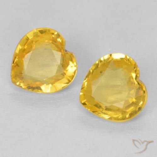 0.78 ctw Golden Sapphire Stones, Natural Sapphire in Heart Facet Shape for Sale