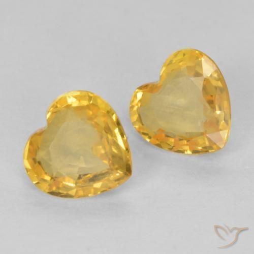 0.73 ctw Golden Sapphire Gemstones, Sapphire Gems in Heart Facet Shape for Sale.