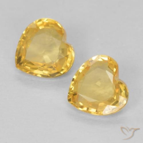 0.73 ctw Golden Sapphire Stones, Natural Sapphire in Heart Facet Shape for Sale