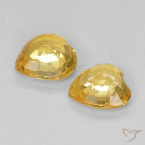 Sapphire Gemstones in 4.6 x 4.4 mm Size for Sale, Sapphire Stones in Light Orange-Gold Color