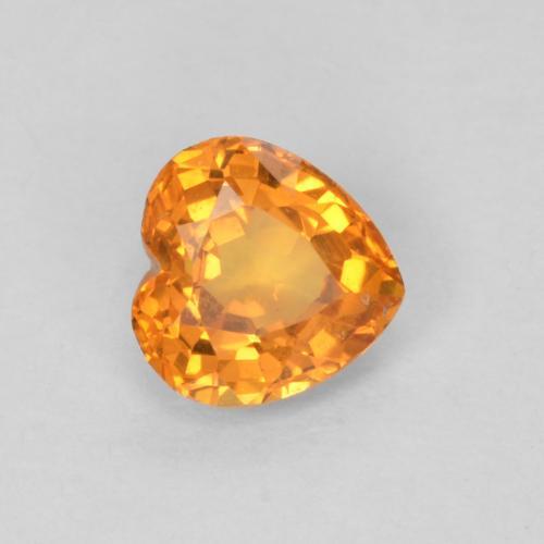 0.42 ct Orange Sapphire Stone, Natural Sapphire in Heart Facet Shape for Sale