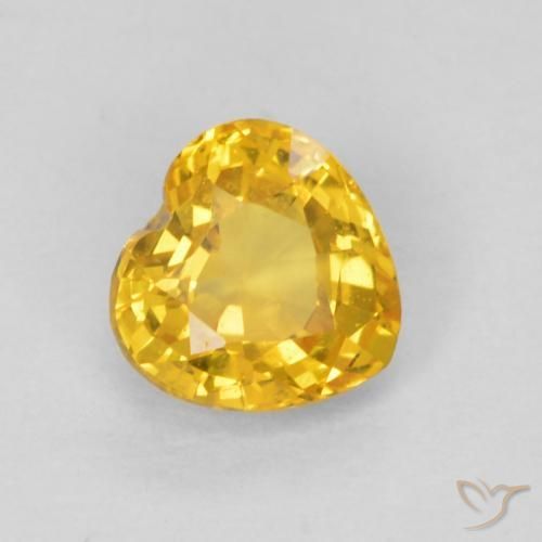 0.54 ct Golden Sapphire Stone, Natural Sapphire in Heart Facet Shape for Sale