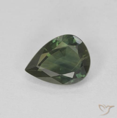 1.38ct Natural Dark Green Sapphire, Pear Shape, VS