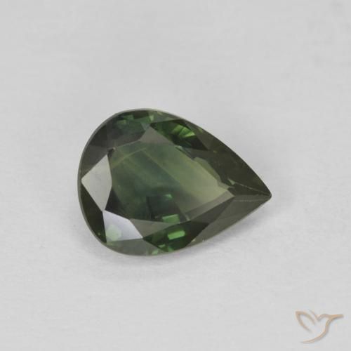 1.38 ct Green Sapphire Stone, Natural Sapphire in Pear Facet Shape for Sale