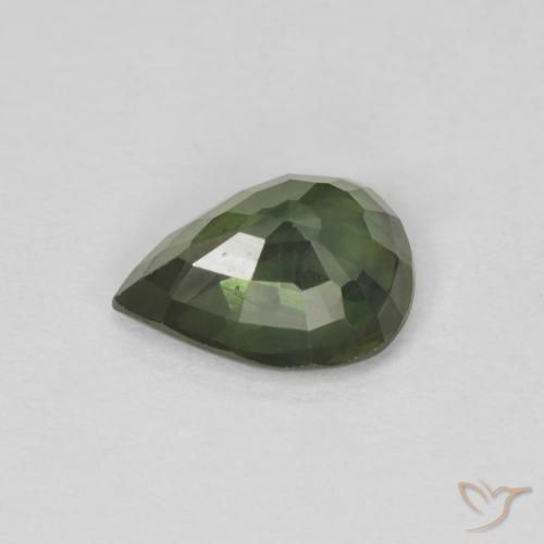 Sapphire Gemstone in 7.2 x 6.1 mm Size for Sale, Sapphire Stone in Dark Green Color