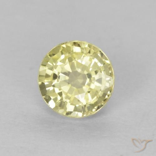 0.49 ct Yellow Sapphire Stone, Natural Sapphire in Round Facet Shape for Sale